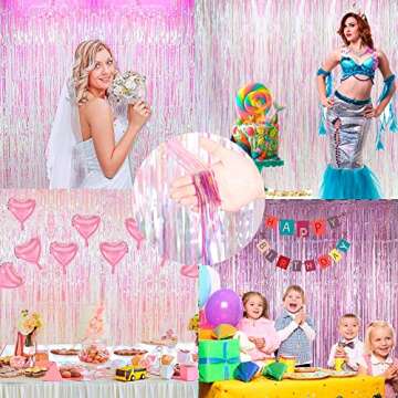 Dazzle Bright 2 Pack Backdrop Curtain, 3FT x 8FT Metallic Tinsel Foil Fringe Curtains Photo Booth Background for Baby Shower Party Birthday Wedding Engagement Bridal Shower (Multicolor)