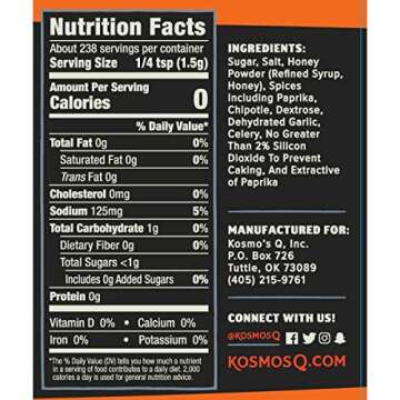 Kosmos Q Honey Chipotle Killer Bee BBQ Dry Rub | All-Natural Sweet & Spicy Seasoning (12.6 oz)