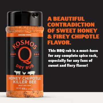 Kosmos Q Honey Chipotle BBQ Rub for Sweet & Spicy Flavor