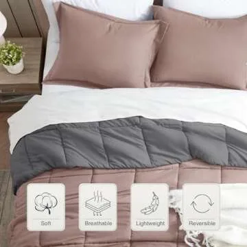 satisomnia Queen Comforter Set Pink, Lightweight Comforters Queen Size Bed, Soft Breathable Down Alt...