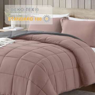 satisomnia Queen Comforter Set Pink, Lightweight Comforters Queen Size Bed, Soft Breathable Down Alternative Bed Comforter Set, Reversible All Season 3Pcs Queen Bedding Set with 2 Pillow Shams