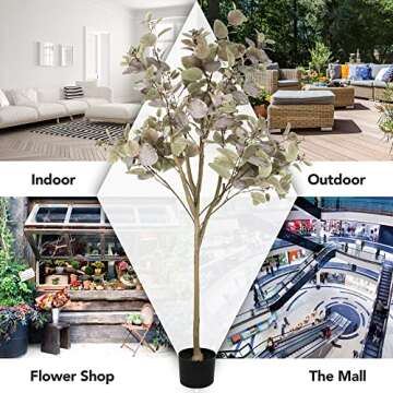 OLIGANE 6FT Artificial Fake Trees,Tall Fake Plants Faux Tree for Home Decor Indoor Outdoors Red