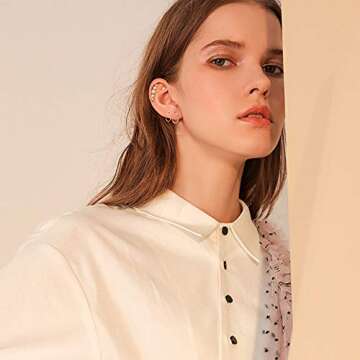 SAILIMUE 16Pcs 16G Studs for Women Surgical Stainless Steel Helix Tragus Couch Hoop Piercing Earrings Set Opal Shiny CZ Cartilage Earrings Silver/Gold/Rose Gold Tone