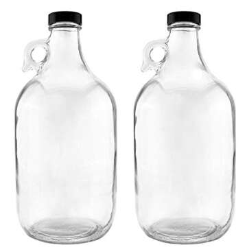 Half-Gallon Clear Glass Handled Jugs for Storage & Fermentation