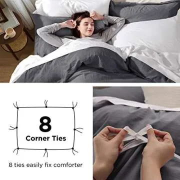 Bedsure Dark Grey Duvet Cover King Size - 3 Pieces Prewashed Extra Soft Bedding Set, Includes 1 Duvet Cover 104x90 Inches with Zipper Closure & 2 Pillow Shams, Comforter Not Included