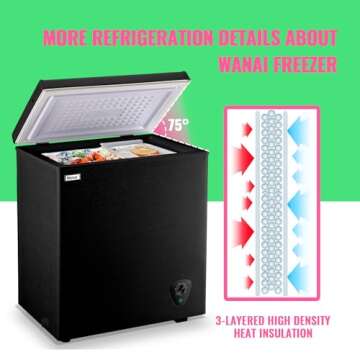 WANAI 5.0 Cubic Chest Freezer for Offices and Apartments