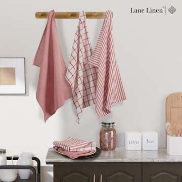 LANE LINEN Kitchen Towels Set 100% Cotton for Kitchen