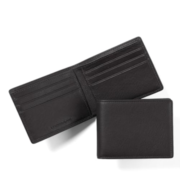 Leatherology Black Onyx Thin Bifold Wallet - 6 Card Slots and Slim Design