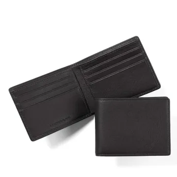 Leatherology Black Onyx Thin Bifold Wallet - 6 Card Slots and Slim Design