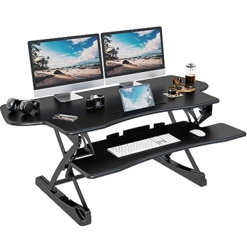 Lubvlook 47" Height Adjustable Standing Desk Converter for Dual Monitors, Easy Setup, Sturdy Design,...