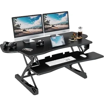 Lubvlook 47" Height Adjustable Standing Desk Converter for Dual Monitors, Easy Setup, Sturdy Design,...