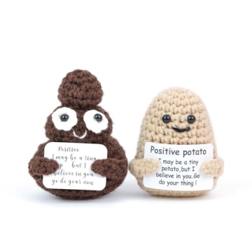 Funny Positive Potato & P Set - 2 Pcs Mini Crochet Cheer Up Gifts for College Students, Knitted Posi...
