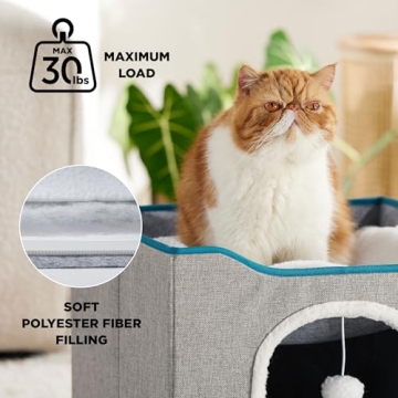 Luxurious Two-Story Cat House for Indoor Cats