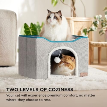 Luxurious Two-Story Cat House for Indoor Cats