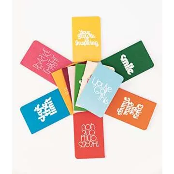 ban.do Wellness 12-Pack Notebook Set with Magazine Holder, 12 Mini Journals with Lined Pages, Cute Desktop Organizer, Monthly Journaling Kit for Health or Travel, Rainbow Stripe