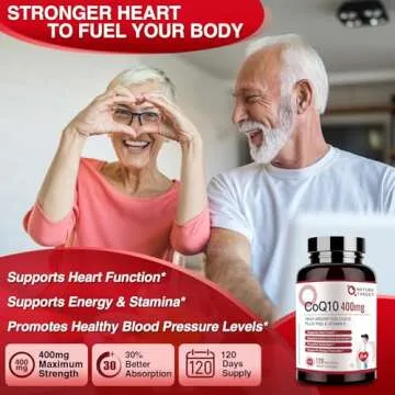 NATURE TARGET CoQ10-400mg Plus PQQ with Vitamin E & Organic Olive Oil - Coenzyme-Q10 with BioPerine - High Absorption Antioxidant-for-Heart-Health and Energy Production,120 Servings