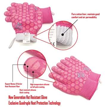 J H Heat Resistant Oven Gloves for Grilling & Baking