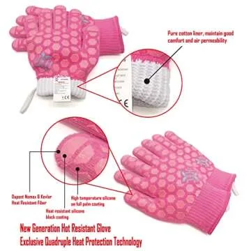 J H Heat Resistant Oven Gloves for Grilling & Baking