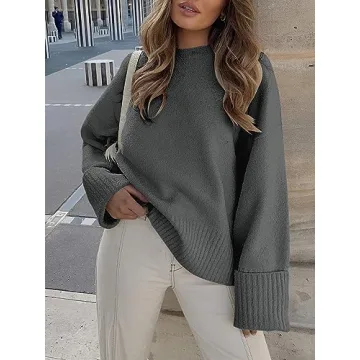 Chic ANRABESS Oversized Fuzzy Knit Sweater - Cozy Fashion