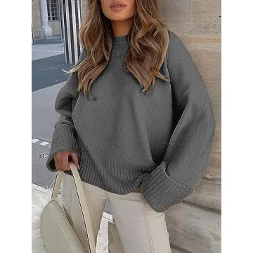 Chic ANRABESS Oversized Fuzzy Knit Sweater - Cozy Fashion