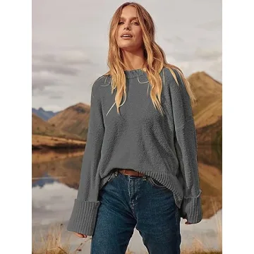 Chic ANRABESS Oversized Fuzzy Knit Sweater - Cozy Fashion