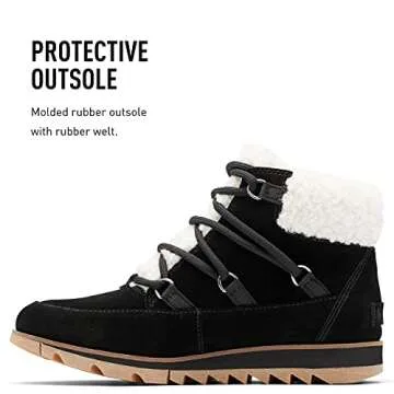 Sorel Women's Harlow Lace Cozy Boot — Black, Gum 10 — Waterproof Leather Ankle Booties — Size 7.5