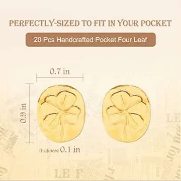 Gaberic 20 Pcs Four Leaf Clover Pocket Coins - 2 Sided Lucky Coin Good Luck Charms, 4 Leaf Clover Co...