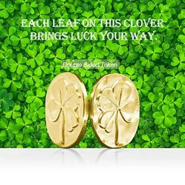 Gaberic 20 Pcs Four Leaf Clover Pocket Coins - 2 Sided Lucky Coin Good Luck Charms, 4 Leaf Clover Coins, Pocket Luck Scratch Ticket Scratcher Tool (Gold)