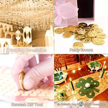 Gaberic 20 Pcs Four Leaf Clover Pocket Coins - 2 Sided Lucky Coin Good Luck Charms, 4 Leaf Clover Coins, Pocket Luck Scratch Ticket Scratcher Tool (Gold)