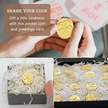 Gaberic 20 Pcs Four Leaf Clover Pocket Coins - 2 Sided Lucky Coin Good Luck Charms, 4 Leaf Clover Coins, Pocket Luck Scratch Ticket Scratcher Tool (Gold)