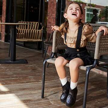 Tobfis Girl's Fashion Shiny Chelsea Boot Ankle Boots,Shiny Black PU,10 M US Toddler