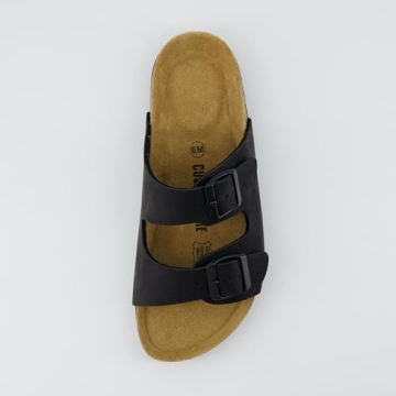 CUSHIONAIRE Women's Lane Black Cork Sandal, Size 6