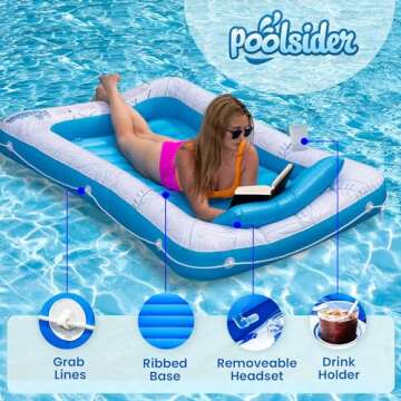 Premium Inflatable Tanning Pool Lounger | Large Inflatable Tanning Bed for Adults | Multipurpose Pool Floats | Inflatable Pool Float | Tanning Float by Poolsider