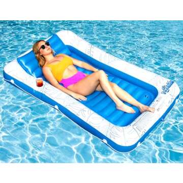 Premium Inflatable Tanning Pool Lounger | Large Inflatable Tanning Bed for Adults | Multipurpose Pool Floats | Inflatable Pool Float | Tanning Float by Poolsider