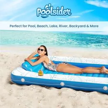 Premium Inflatable Tanning Pool Lounger | Large Inflatable Tanning Bed for Adults | Multipurpose Pool Floats | Inflatable Pool Float | Tanning Float by Poolsider