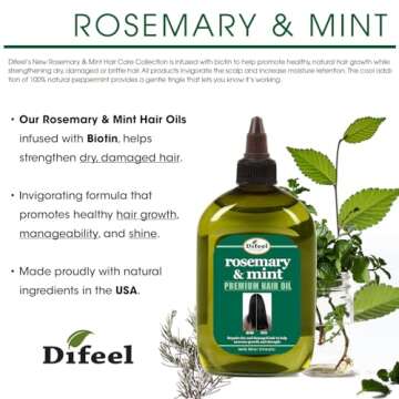 Difeel Rosemary and Mint Premium Hair Oil with Biotin - LARGE 12 oz. - Natural Rosemary Oil for Hair Growth & Biotin