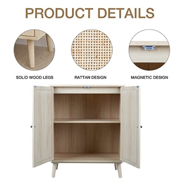 Elegant QHITTY Rattan Sideboard Buffet Cabinet for Storage