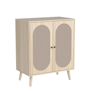 Elegant QHITTY Rattan Sideboard Buffet Cabinet for Storage