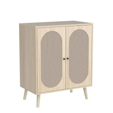 Elegant QHITTY Rattan Sideboard Buffet Cabinet for Storage