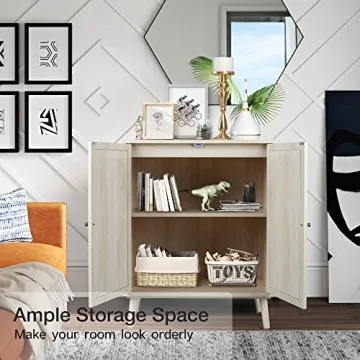 Elegant QHITTY Rattan Sideboard Buffet Cabinet for Storage