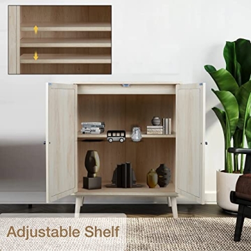 Elegant QHITTY Rattan Sideboard Buffet Cabinet for Storage