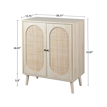 Elegant QHITTY Rattan Sideboard Buffet Cabinet for Storage