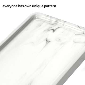 Nucookery 10" Ceramic White Marble Tray for Bathroom Rectangle, Large Vanity Tray, Kitchen Tray Dispenser Organizer, Marble White