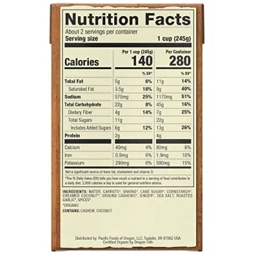 Organic Pacific Foods Cashew Carrot Ginger Bisque Soup