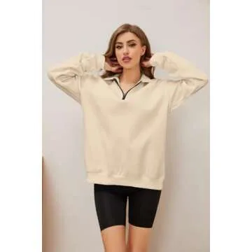 Meladyan Women's Stylish Half Zip Sweatshirt in Apricot