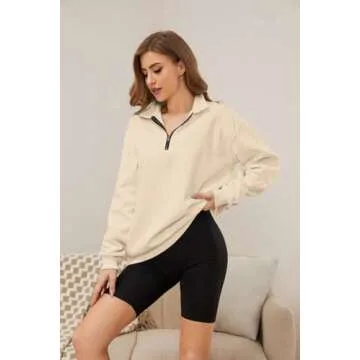 Meladyan Women's Stylish Half Zip Sweatshirt in Apricot