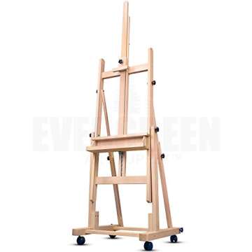 Heavy Duty H Frame Wooden Art Easel for Adults - Oil Painting Easel Stand Wood Artist Easels for Painting - Adjustable Standing Studio Floor Easel - Professional Art Supplies, Large Canvas up to 90"
