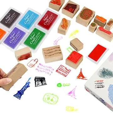Fstaor 16 Colors Craft Ink Pads for Stamps, Non-Toxic Washable Stamp Pads for Kids, Paper, Wood, and Fabric (16 Pack)