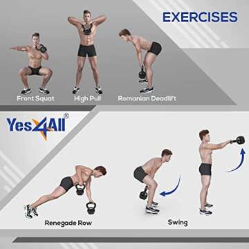 Yes4All 20 lb Solid Cast Iron Kettlebell for Strength Training