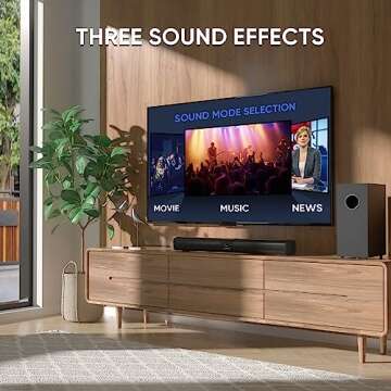 Saiyin Sound Bar for Smart TV with 5.25 Inch Subwoofer, 100W 24 Inch Soundbar for TV, TV Soundbar with Optical, ARC, AUX and Bluetooth 5.3 Inputs, Detachable Surround Sound System for TV